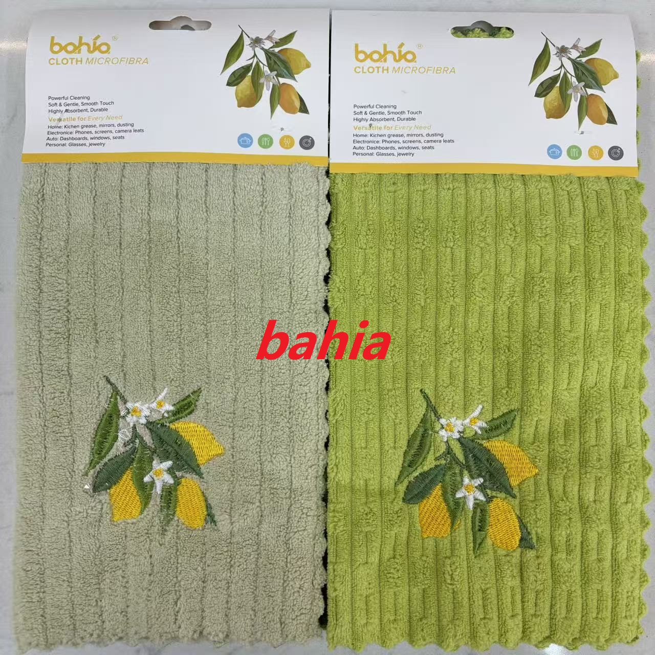 3条卡纸装30*30cm抹布 绣花柠檬厨房清洁巾 家用去污抹布 Bahia