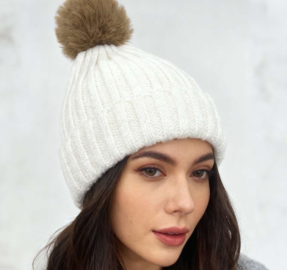 New styles of women's knitted woolen hats for autumn and winter, warm and thick, solid color, high-end feel, fluffy wool, and atmosphere details Picture