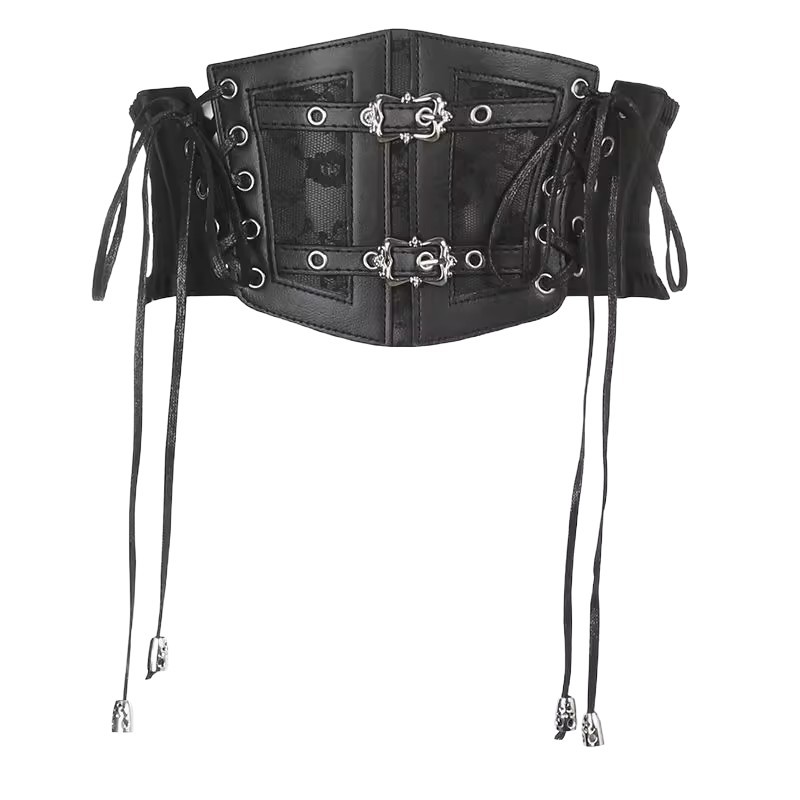 Black lace-tied leather waistband for women's fashionable decoration, wide belt waistband with elastic and tight waist Application Scenario