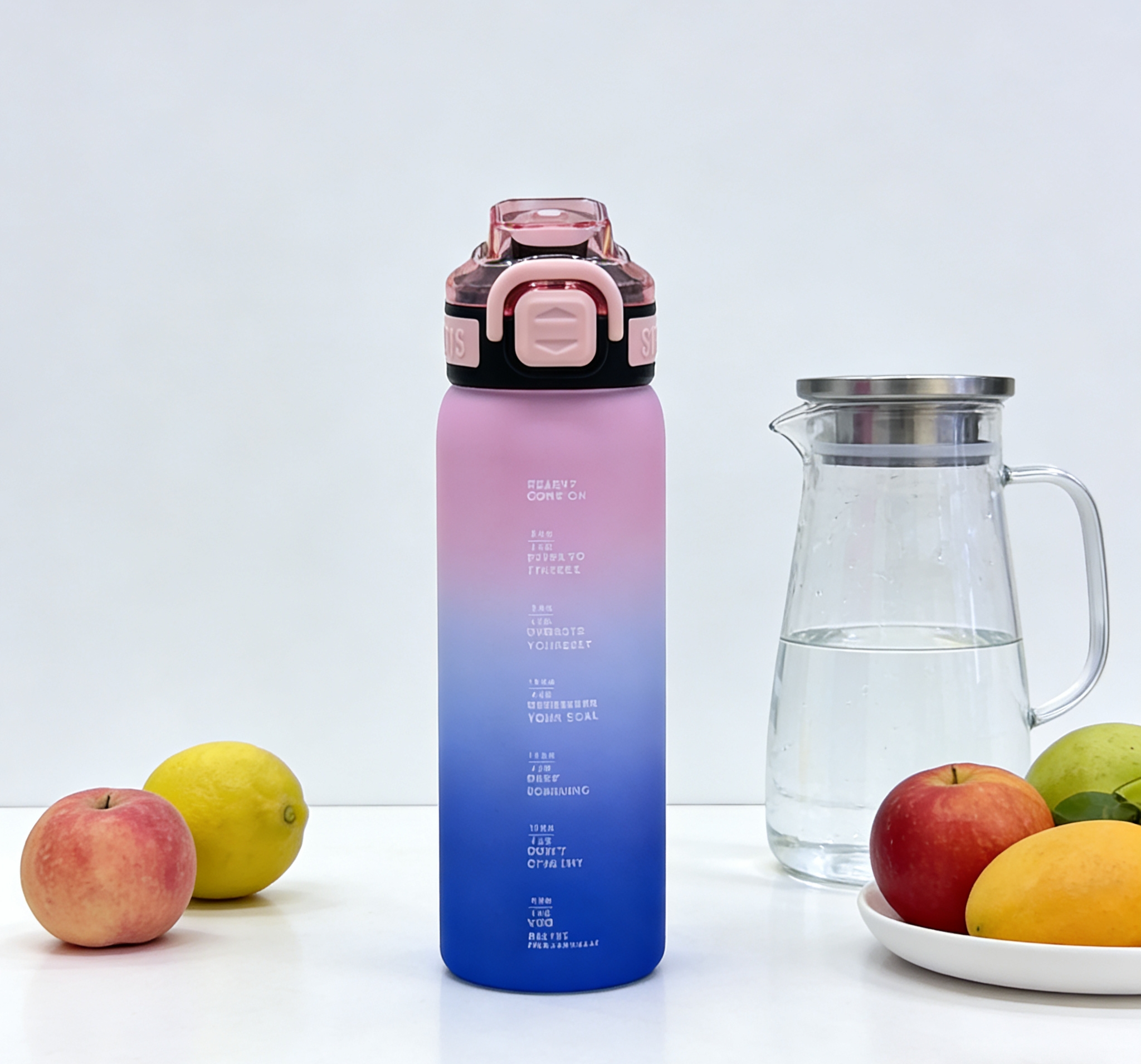 Wholesale of water cups with scales for student dormitories, high-appearation-level drinking cups for offices, gradient large-capacity sports water cups, and high-appearation-level portable straw cups