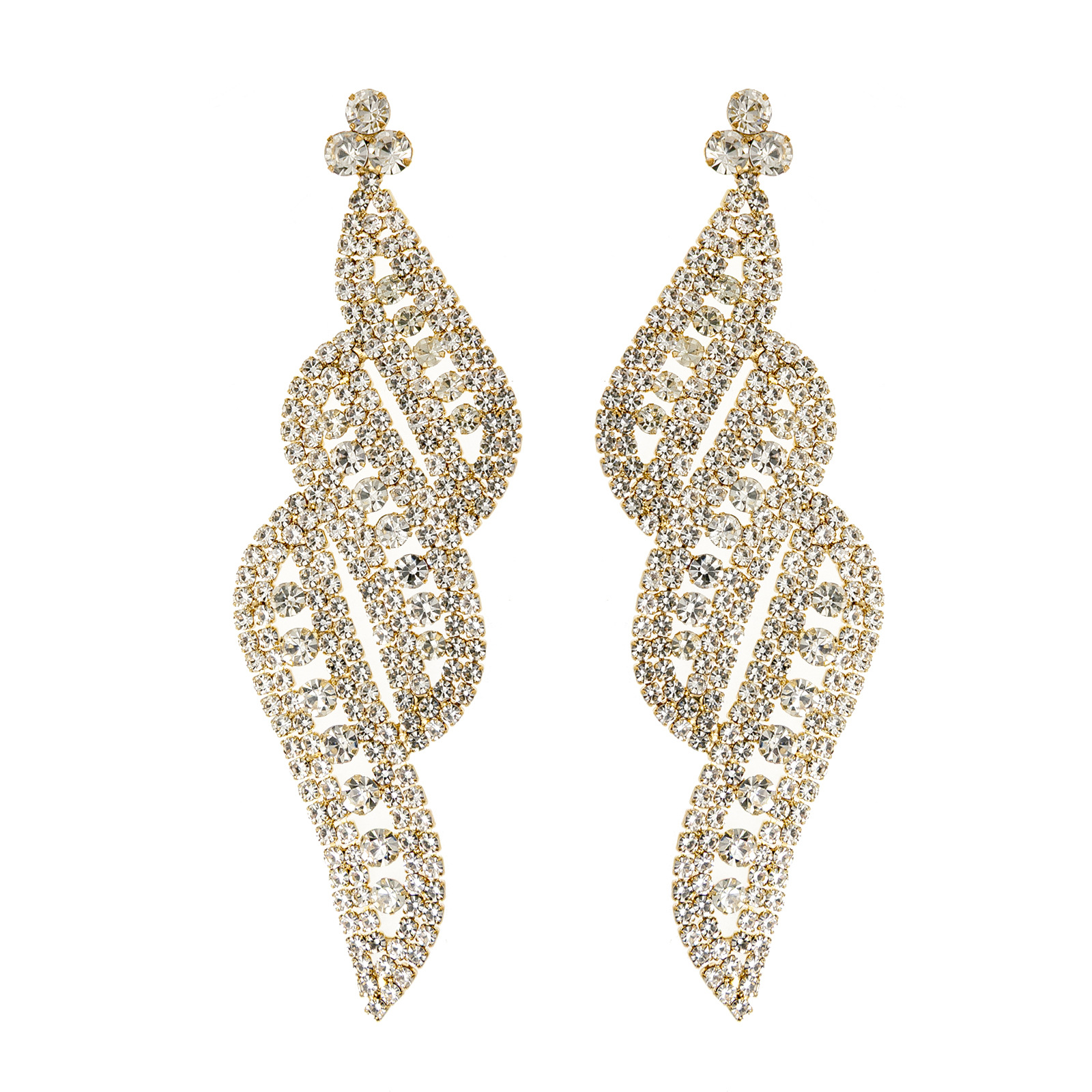 European and American cross-border exaggerated rhinestone long earrings for women, luxurious and elegant. Wholesale of diamond-encrusted earrings from the manufacturer details Picture