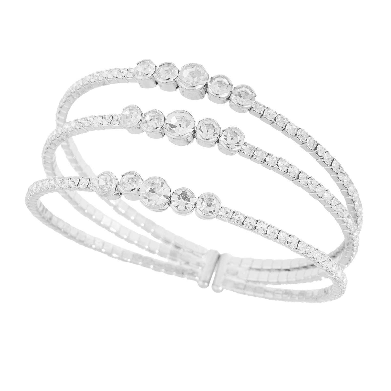 Cross-border European and American gold coin claw chain bracelet, 3-row full water diamond open elastic bracelet, women's fashionable light luxury trendy full diamond bracelet Application Scenario
