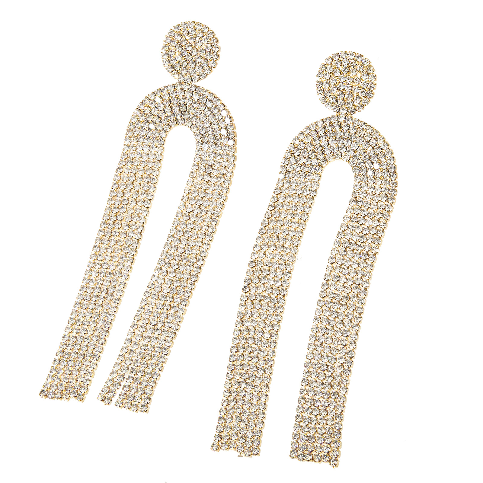 Direct sales from the manufacturer of Amazon's best-selling luxury rhindiamond U-shaped tassel earrings for women, featuring long and exaggerated pendant earrings details Picture