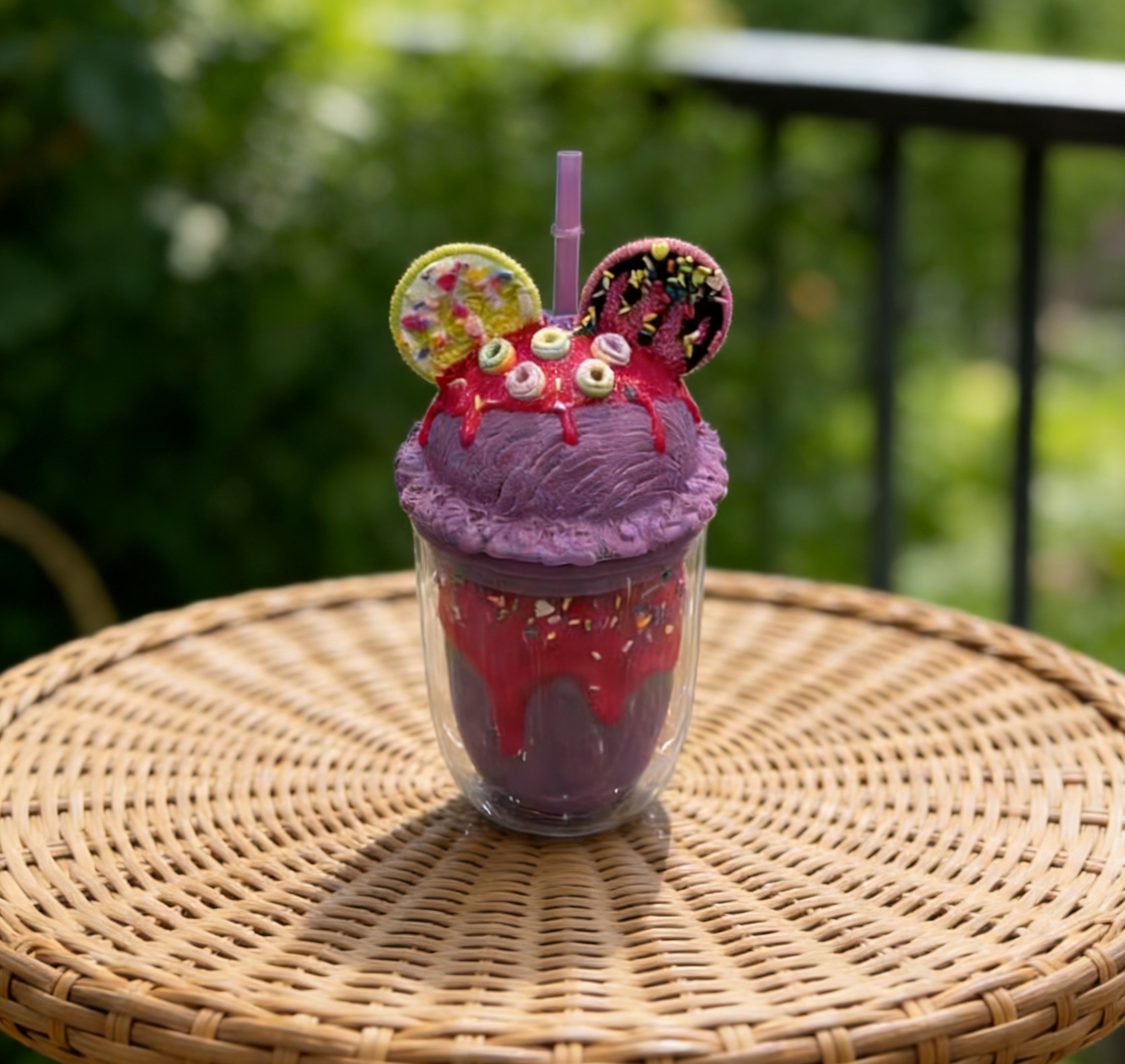 Double-layer heat-resistant dessert cup, creative decorative cold drink straw cup, Mickey decorative colorful dessert cup, high appearance level, girlish heart cold drink cup wholesale Item Picture