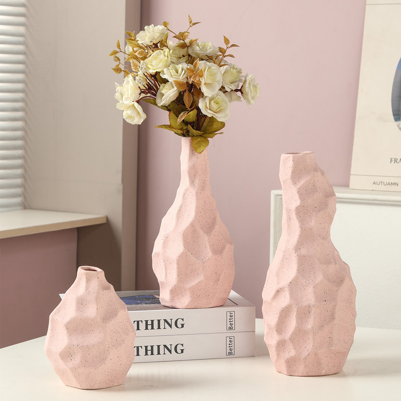 White textured vase, flowerpot, decorative piece, large plastic base, decorative flowerpot, landscape pot, home decoration Item Picture
