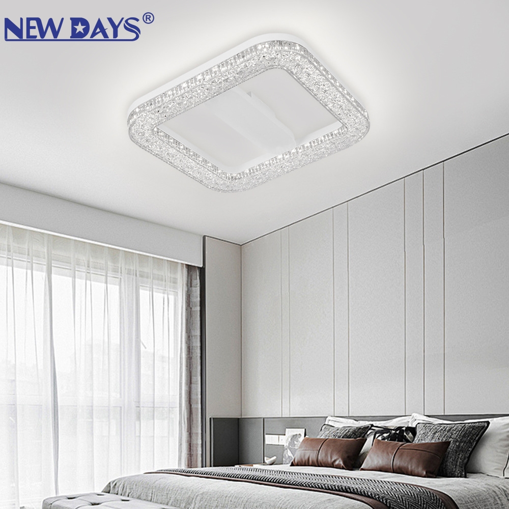 NEWDAYS品牌跨境新款LED方形水晶吸顶灯，天花灯护眼无频闪，防潮防尘节能高亮 ，家用办公灯