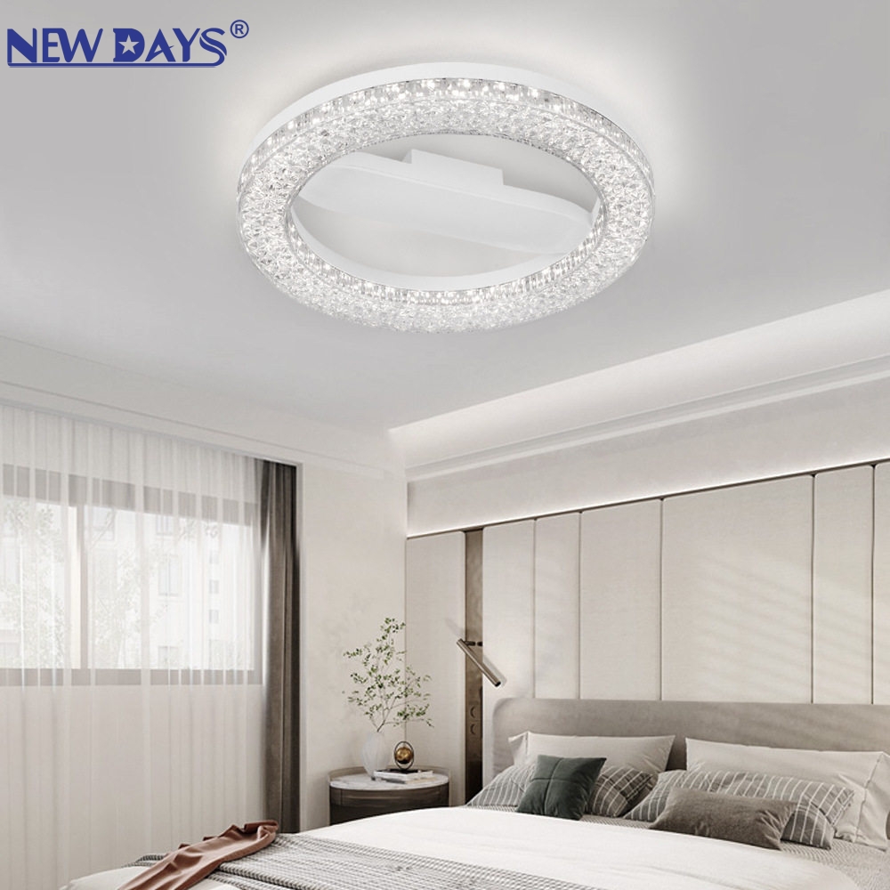 NEWDAYS品牌跨境新款LED圆形水晶吸顶灯，天花灯护眼无频闪，防潮防尘节能高亮 ，家用办公灯