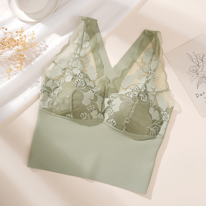 7785# Nylon backrest for export, lace halter vest without steel rings, comfortable, breathable and highly elastic fixed coasters, no restraint and no cup leakage sports bra Application Scenario