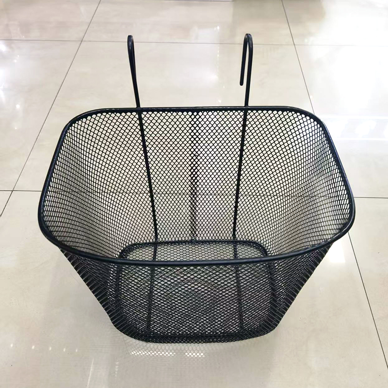 250309山地自行铁车篮车筐 金属铁网圆挂车篮货架车筐后座菜篮子