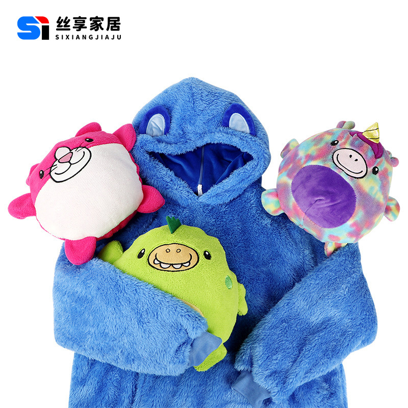 HUGGLE PET cartoon animal children's pullover pajamas, lazy plush dolls, dinosaur dolls, and fun hoodies are suitable for babies' casual home life details Picture