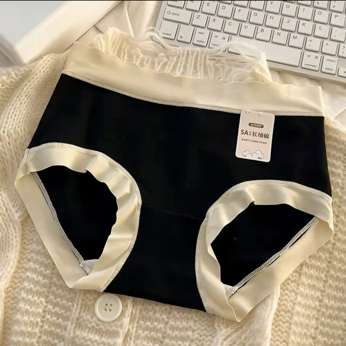 5A long-staple cotton women's underwear for export to the Middle East and Africa, mid-waist pure cotton antibacterial crotch, skin-friendly, breathable and hip-hugging women's briefs details Picture