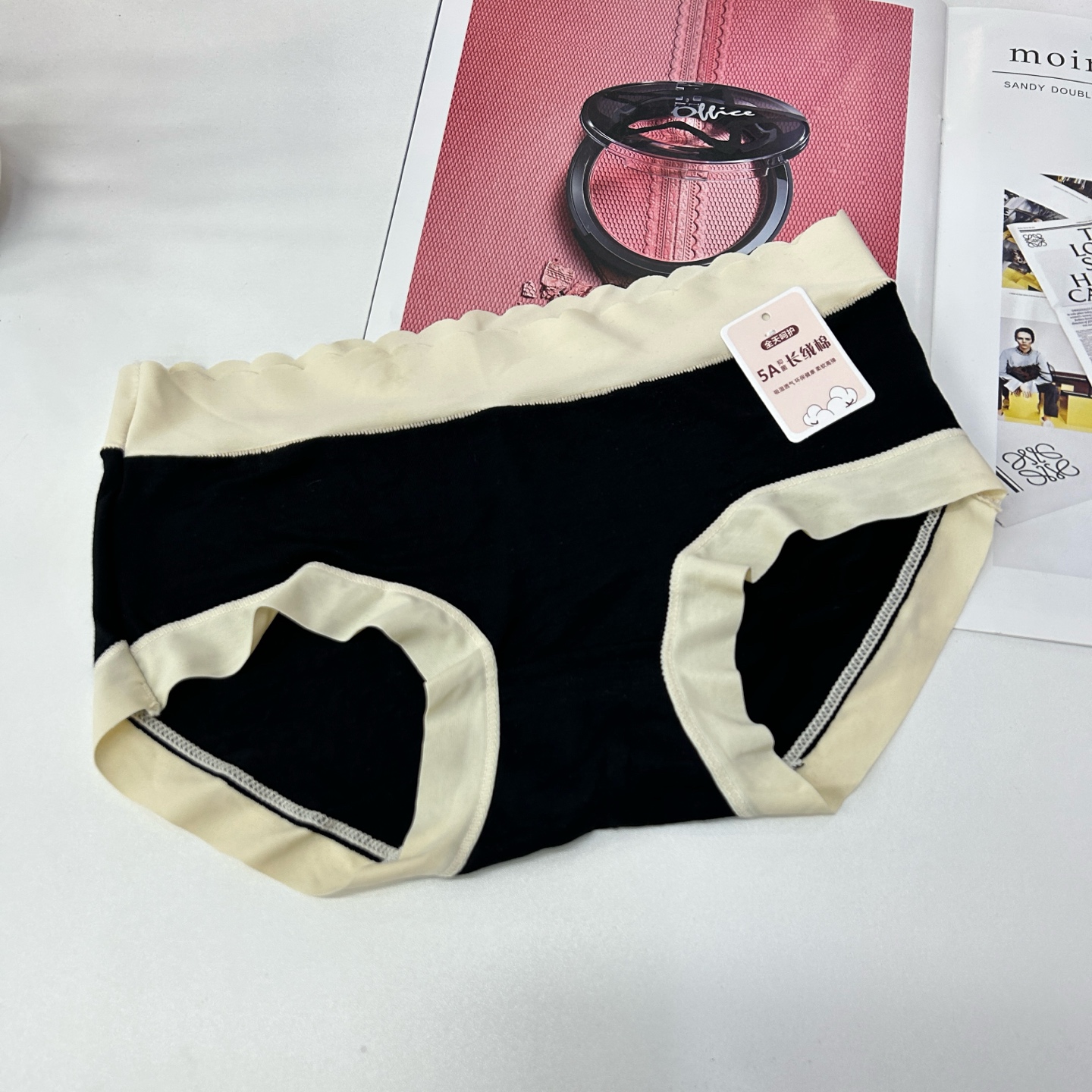 5A long-staple cotton women's underwear for export to the Middle East and Africa, mid-waist pure cotton antibacterial crotch, skin-friendly, breathable and hip-hugging women's briefs Specification drawing