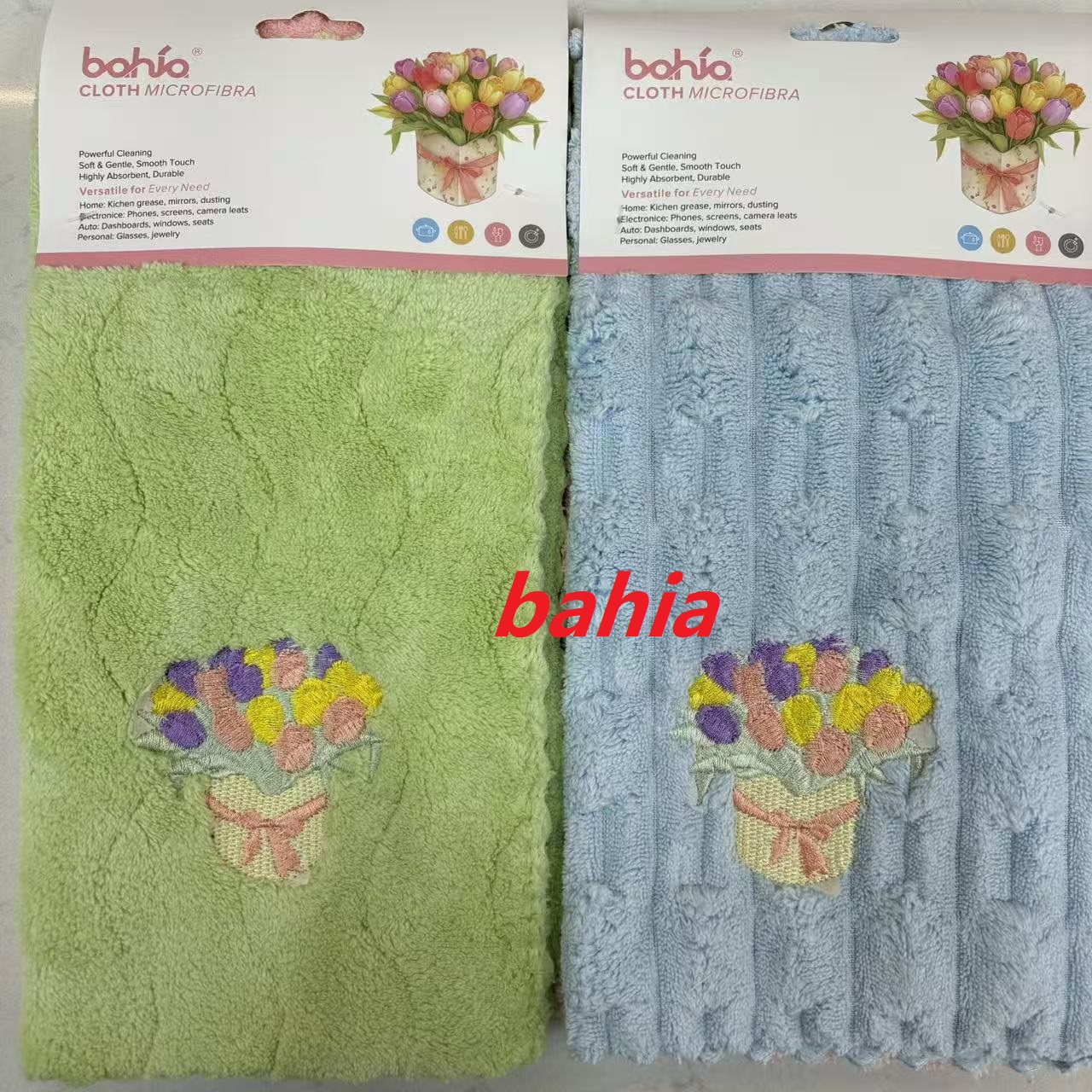 刺绣花束毛巾 素色花边抹布 家用厨房清洁巾 吸水去污抹布 bahia