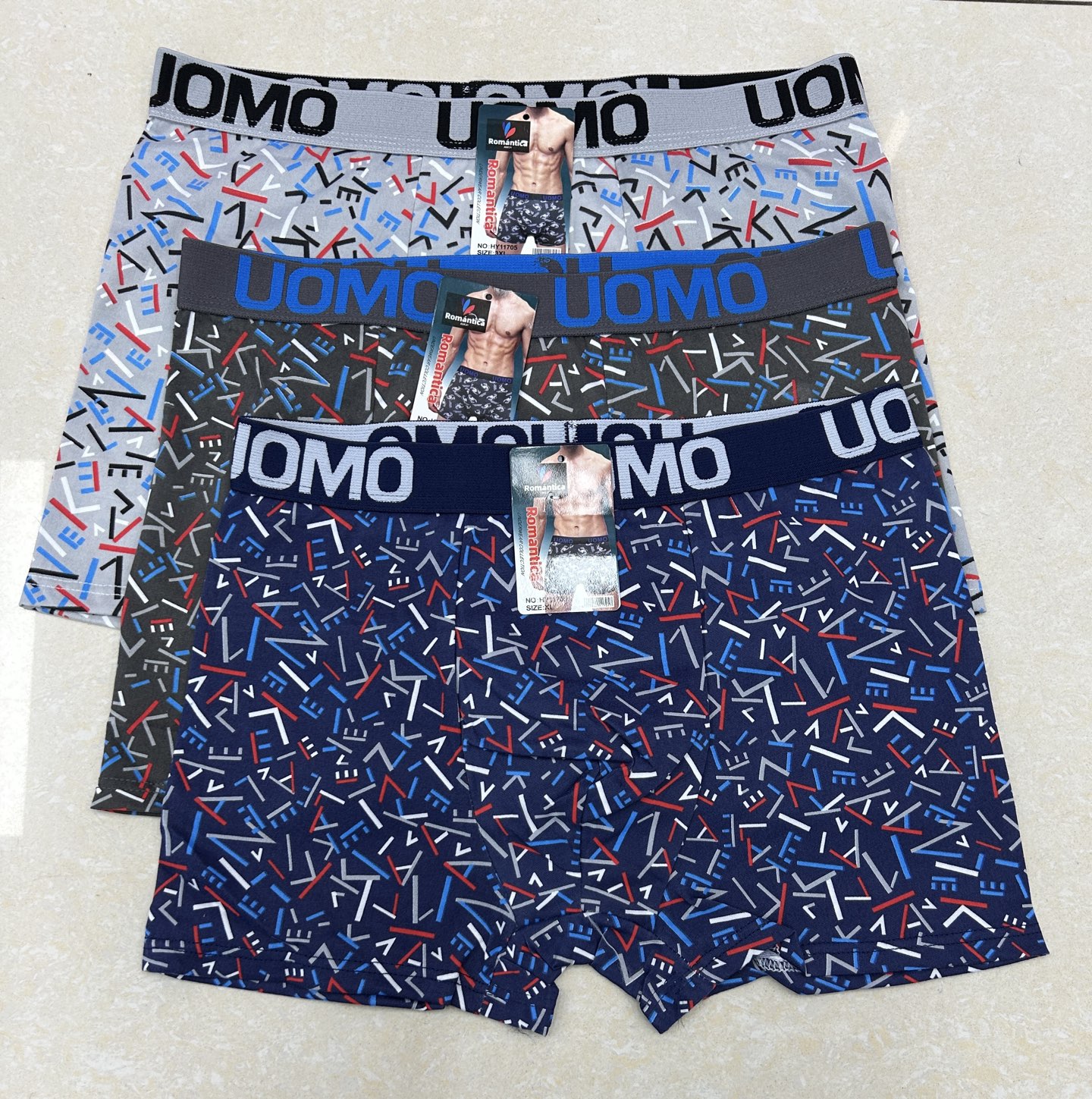 HY11705外贸出口中东非洲大码男士内裤舒适透气纯色印花带字母腰头UOMO