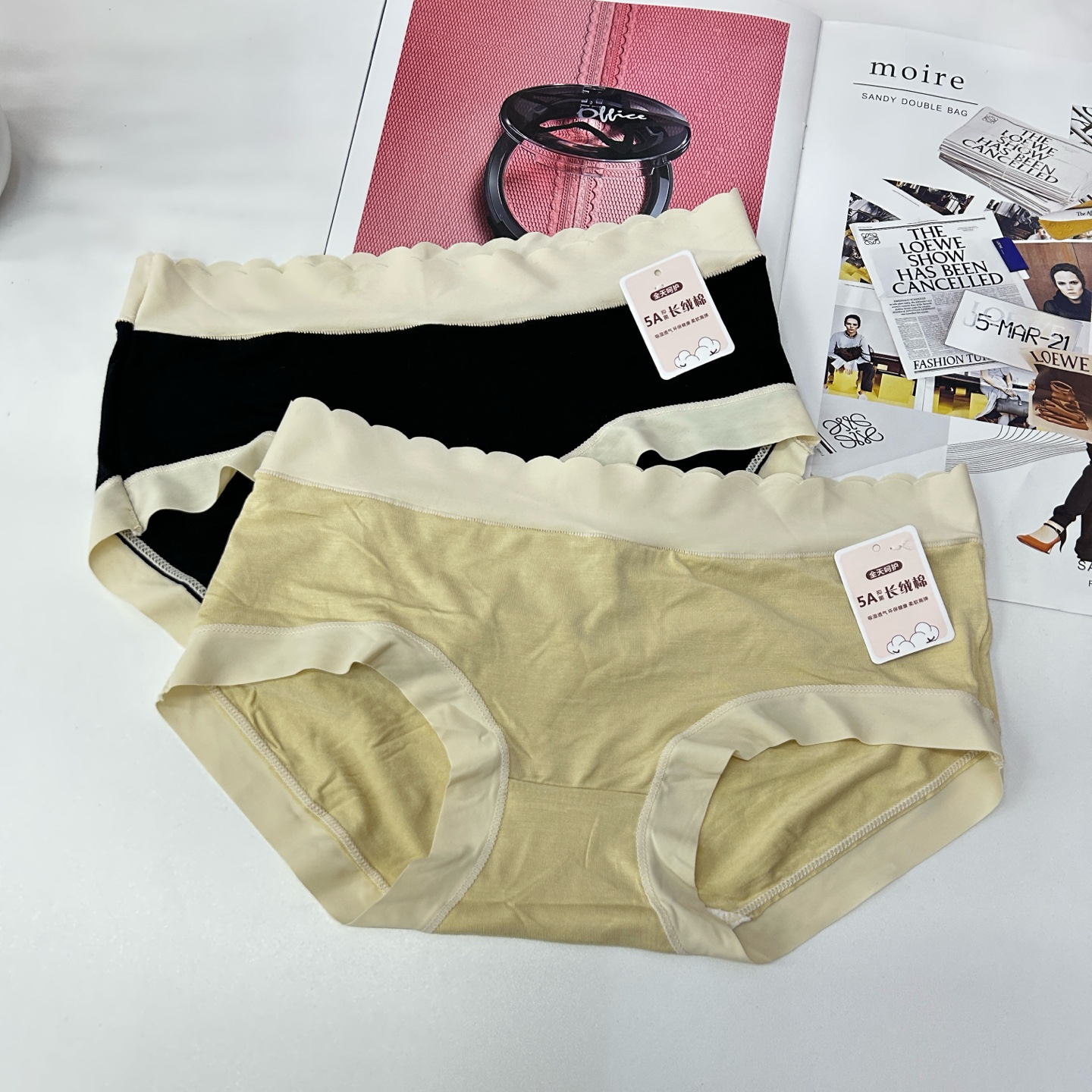 5A long-staple cotton women's underwear for export to the Middle East and Africa, mid-waist pure cotton antibacterial crotch, skin-friendly, breathable and hip-hugging women's briefs Item Picture
