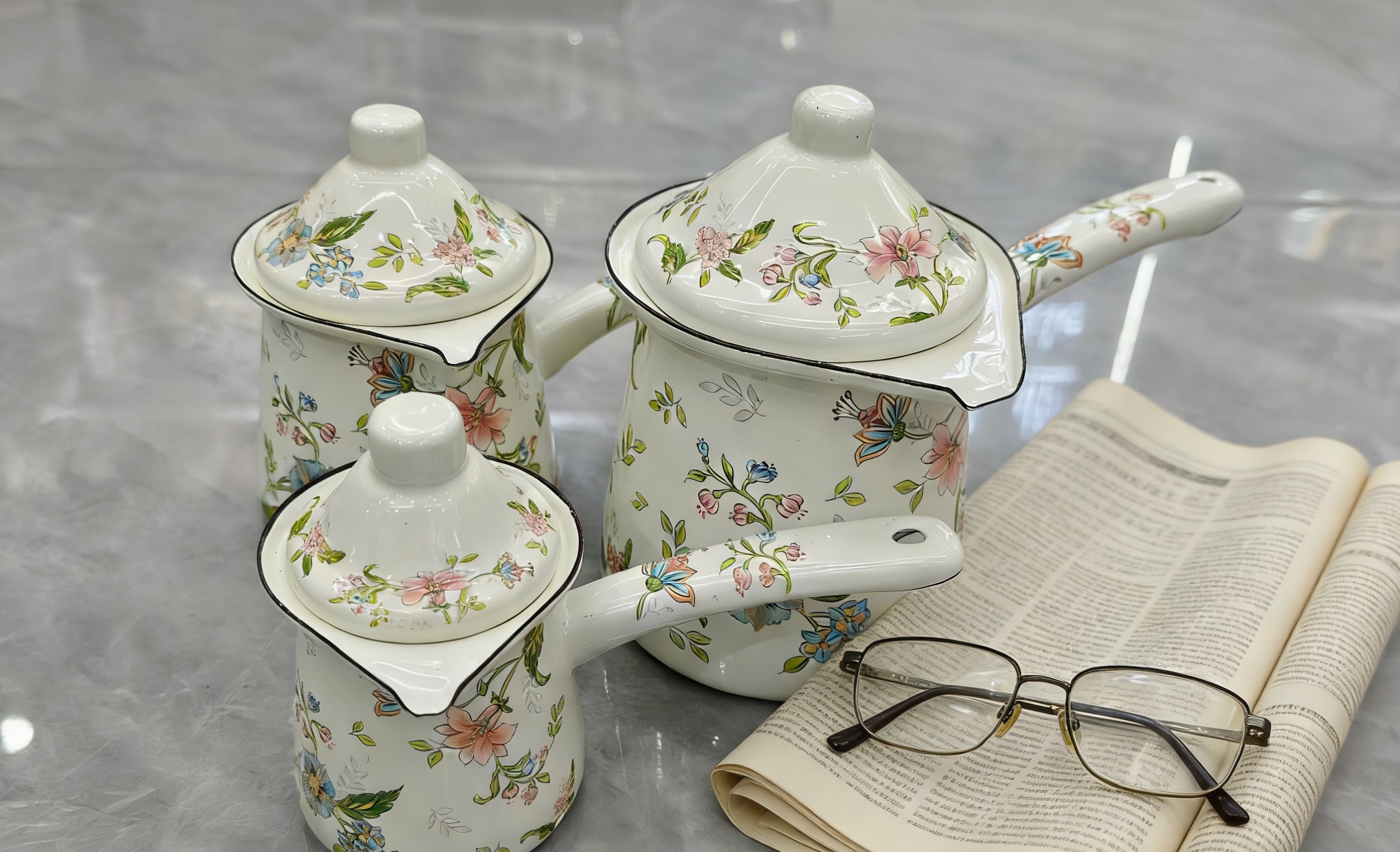 Floral-patterned purple clay tea set, portable tea set, gift tea set, household enamel tea set, coffee cup set wholesale Application Scenario