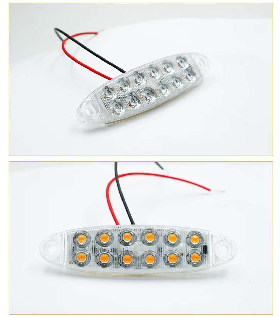12-bead high-brightness truck LED flashing warning light, 12-80V RV trailer signal light, motorcycle width indicator light strip Specification drawing