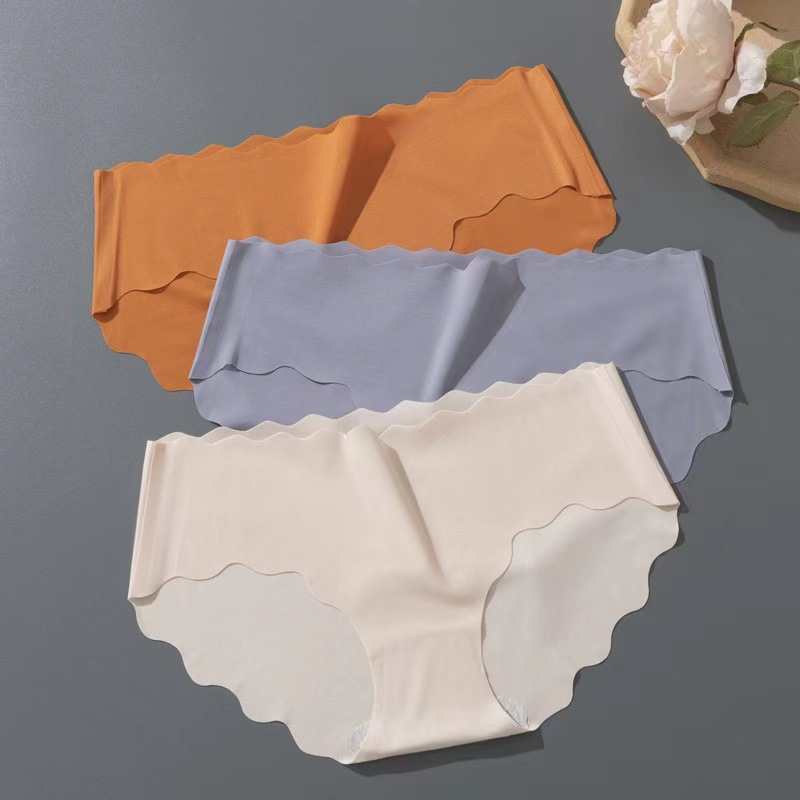 280 1# Foreign trade export inventory One-piece ice silk seamless mid-waist underwear, women's wavy buttocks lifting and abdomen cinching pure desire sexy and cute triangle underwear QNI full figure