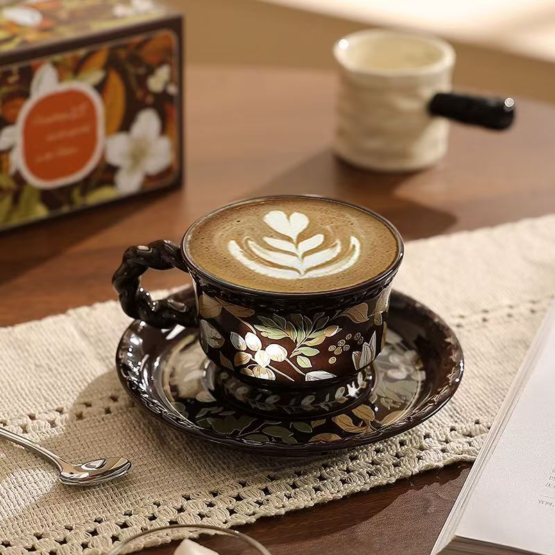 A2-h111原野防烫轻奢陶瓷咖啡杯可微波 礼盒装可定制 办公室高级感杯碟详情2