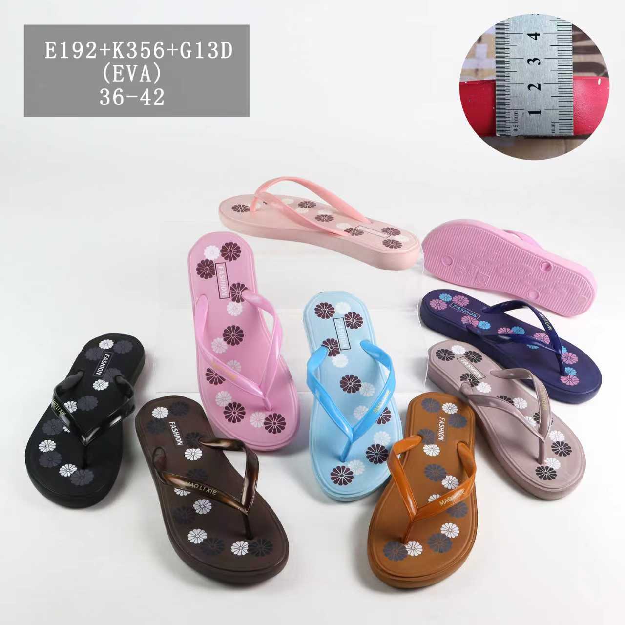 New foreign trade printed rubber, fashionable and trendy summer bathroom outdoor slippers, flat-bottomed flip-flops, beach EVA flip-flops, cool slippers, ladies' summer fashion and versatile Item Picture