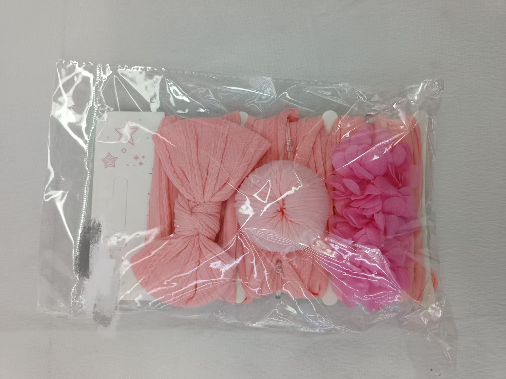 粉色发饰套装亚克力流沙饰品配件珠饰钩针花樱桃装饰钩织发饰组合详情1