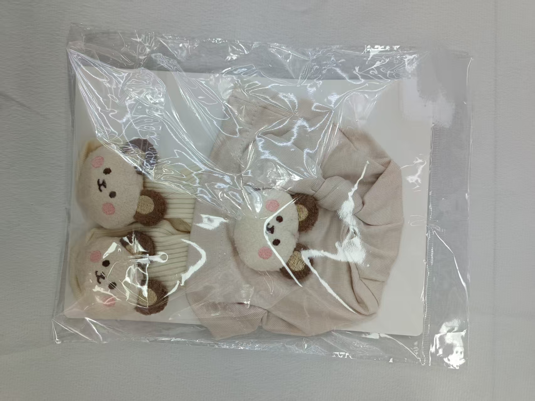 可爱小熊图案发圈头绳大肠发圈皮筋饰品少女简约发饰品