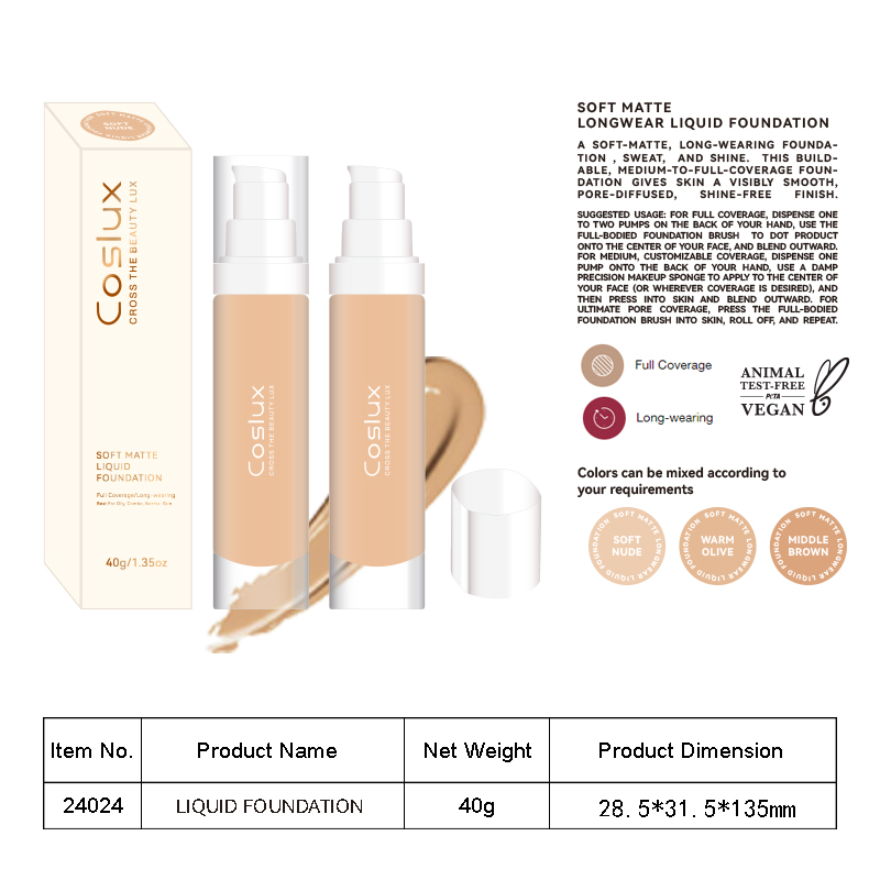 Facial beauty soft light filter Foundation, hydrating, silky, soft, matte, medium coverage, antioxidant, long-lasting, skin-adhering foundation details Picture