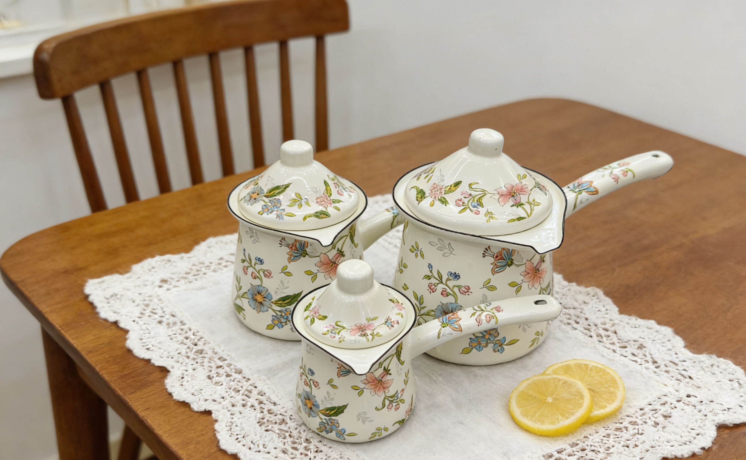 Floral-patterned purple clay tea set, portable tea set, gift tea set, household enamel tea set, coffee cup set wholesale Item Picture