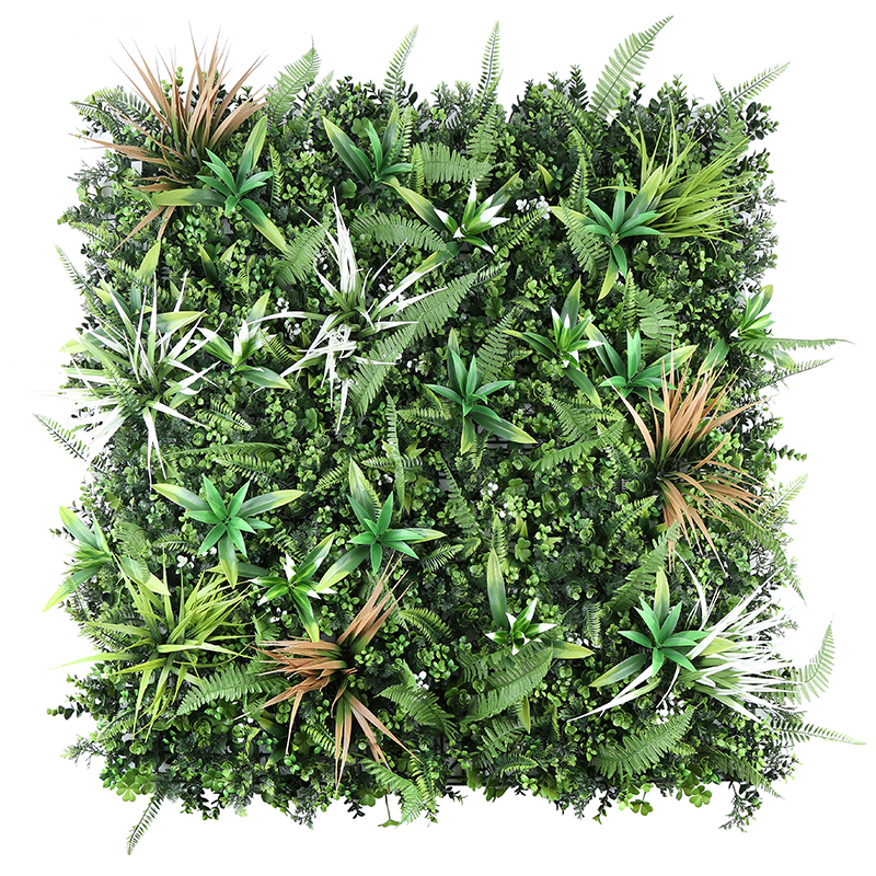 The 100x100 artificial green plants that are popular in Europe and America are used for hotel banquet hall background wall lawn decoration, wedding theme artificial flowers and grass fence wall green plant decoration