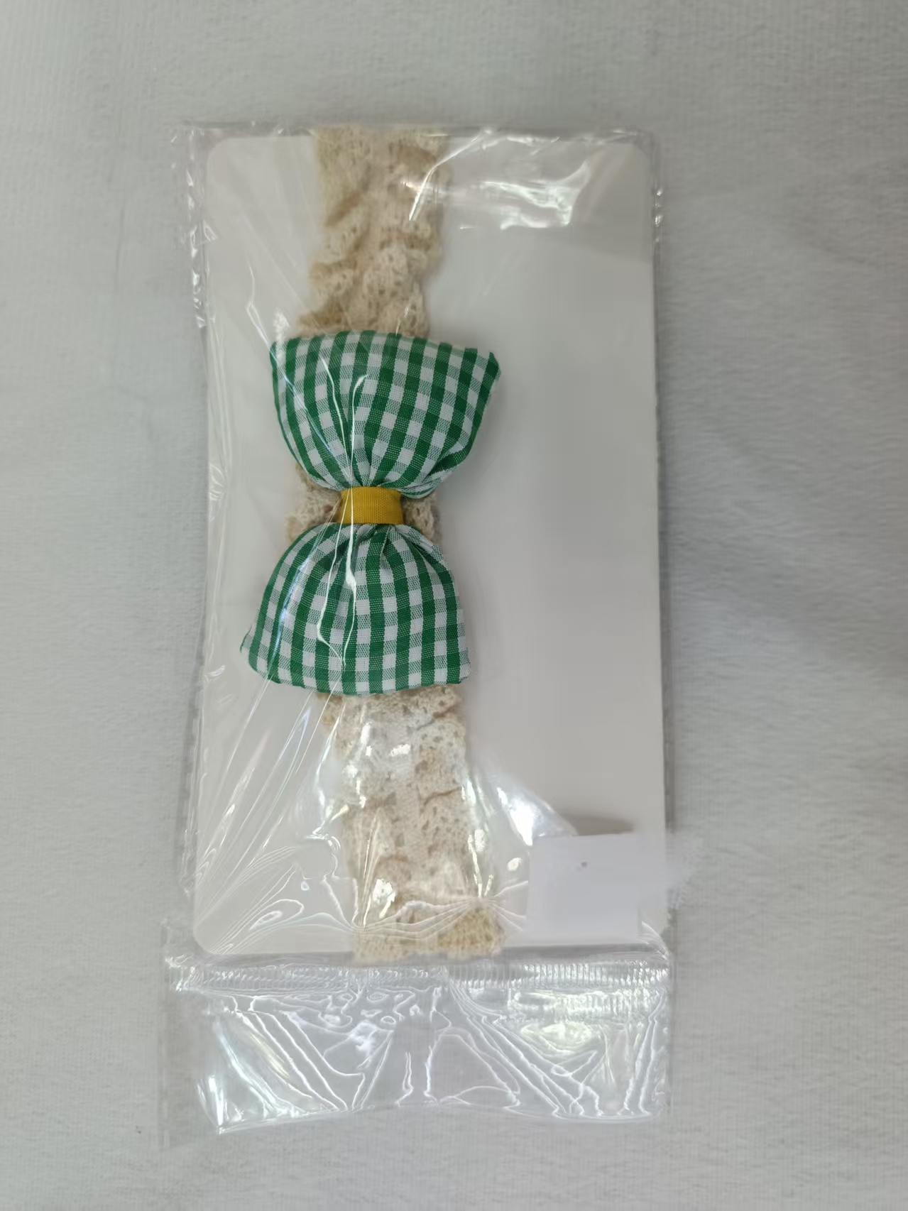 绿色格子蝴蝶结婴儿运动发带儿童头饰宝宝头带运动头带柔软舒适百搭款