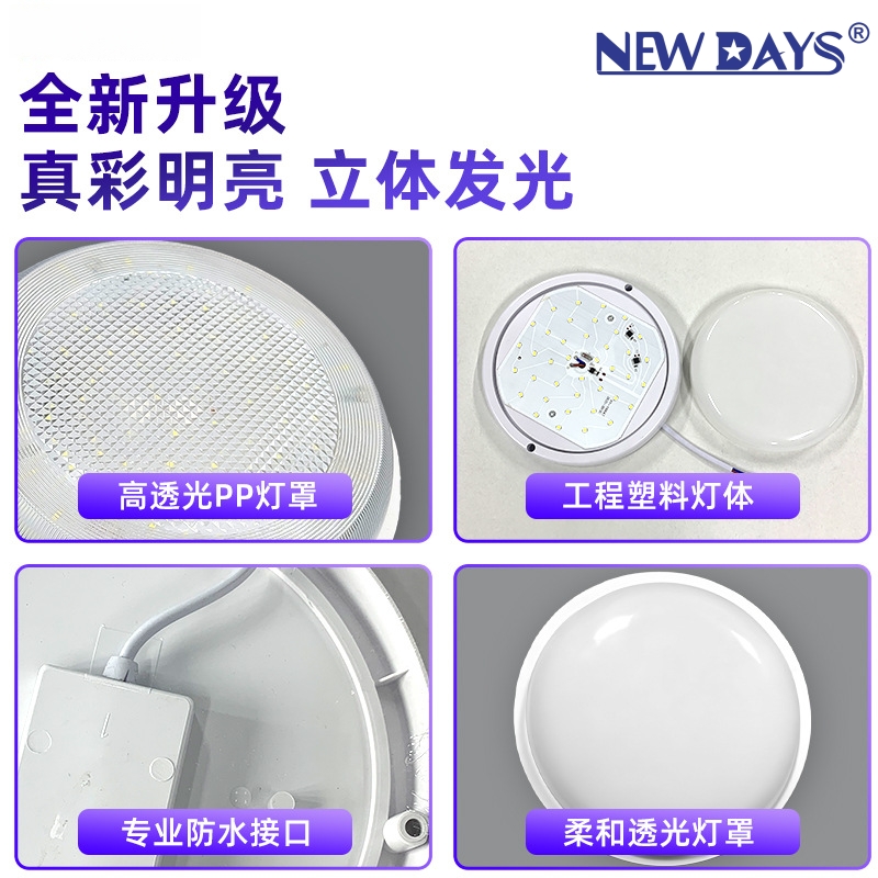 NEWDAYS brand cross-border new LED circular moisture-proof light strip radar, integrated ceiling lamp, energy-saving high-brightness lighting lamp, indoor and outdoor waterproof and moisture-proof wall lamp details Picture