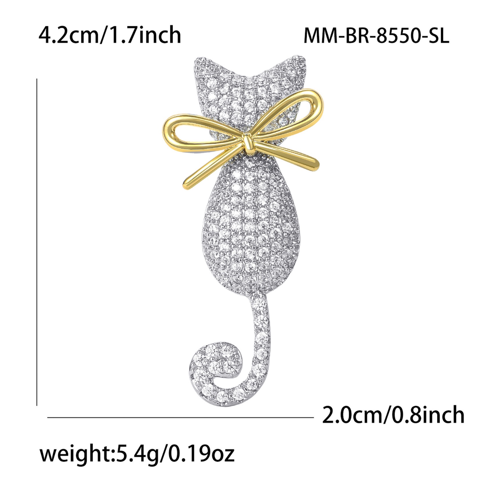 Copper zircon cat-shaped brooch, fashionable and unique accessory, private customization, one-piece consignment Application Scenario
