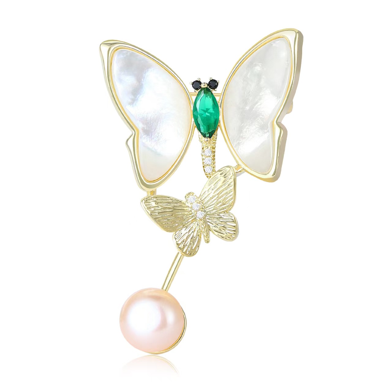 "Golden List Success Mosang Diamond butterfly-shaped brooch, retro alloy oil drip brooch, Unique accessory. Specification image