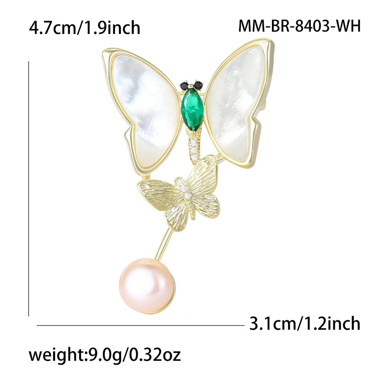 "Golden List Success Mosang Diamond butterfly-shaped brooch, retro alloy oil drip brooch, Unique accessory. details Picture