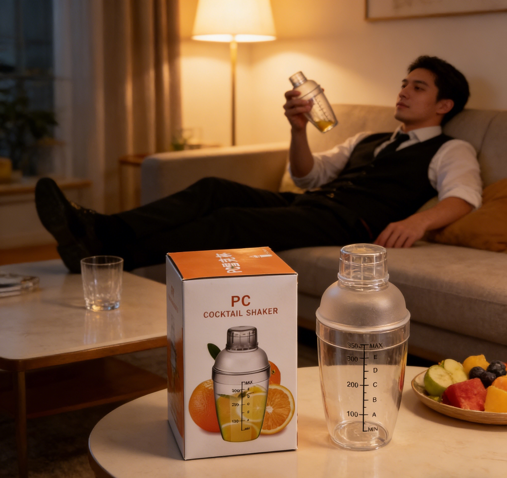 PC transparent scale cocktail shaker for home use, portable cocktail shaker, shaker glass Specification image