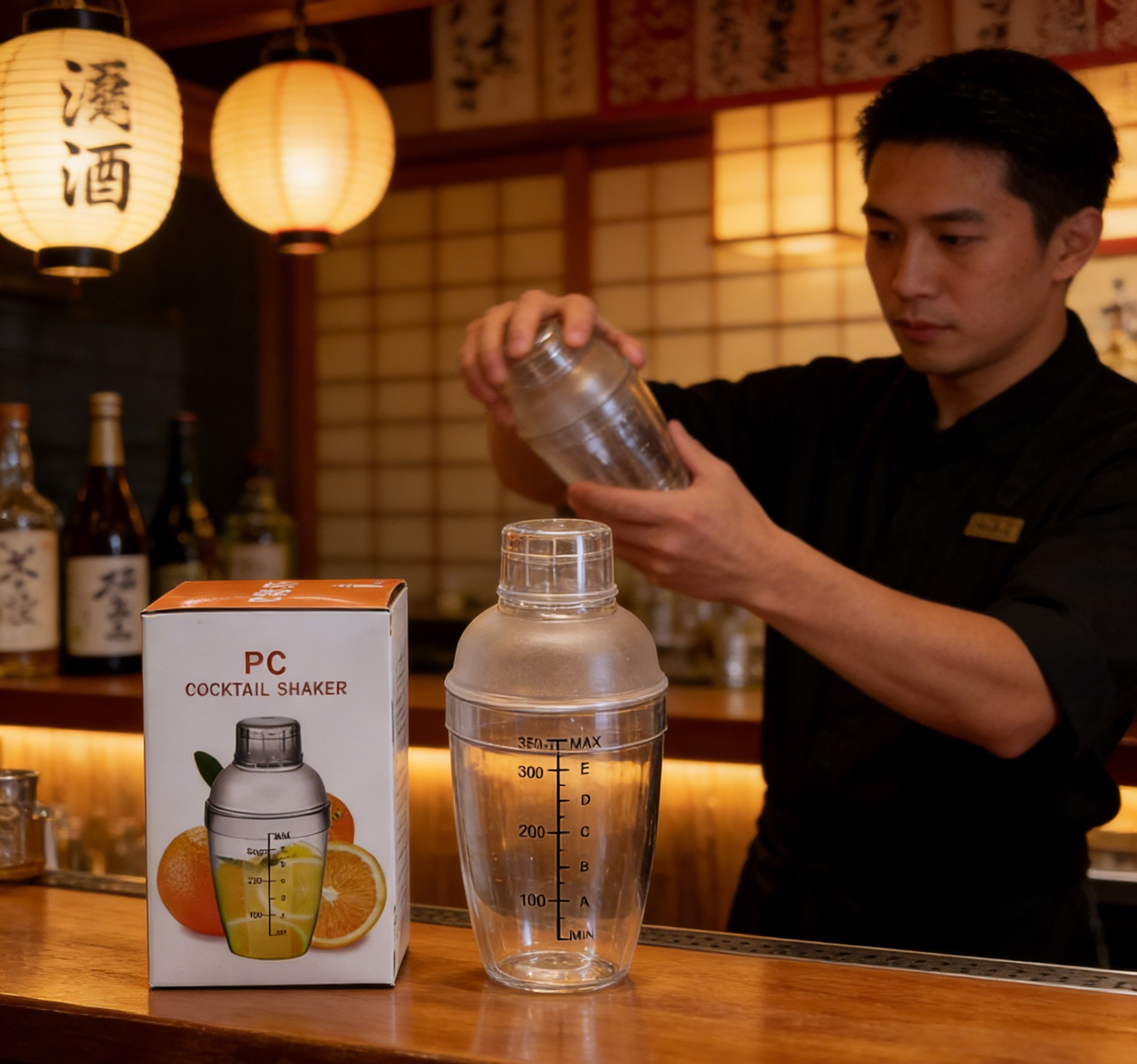 PC transparent scale cocktail shaker for home use, portable cocktail shaker, shaker glass