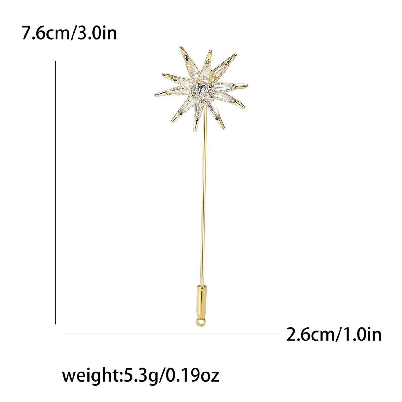 欧美时尚长针微镶铜锆石8芒星胸针简约小众女士服饰胸花饰品别针详情1