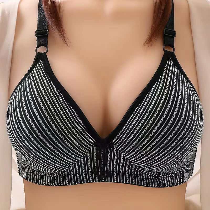 Model 515# for export to Europe and America, striped adjustable thin striped women's plus-size bra and underwear, available for immediate shipment in QNI Application Scenario