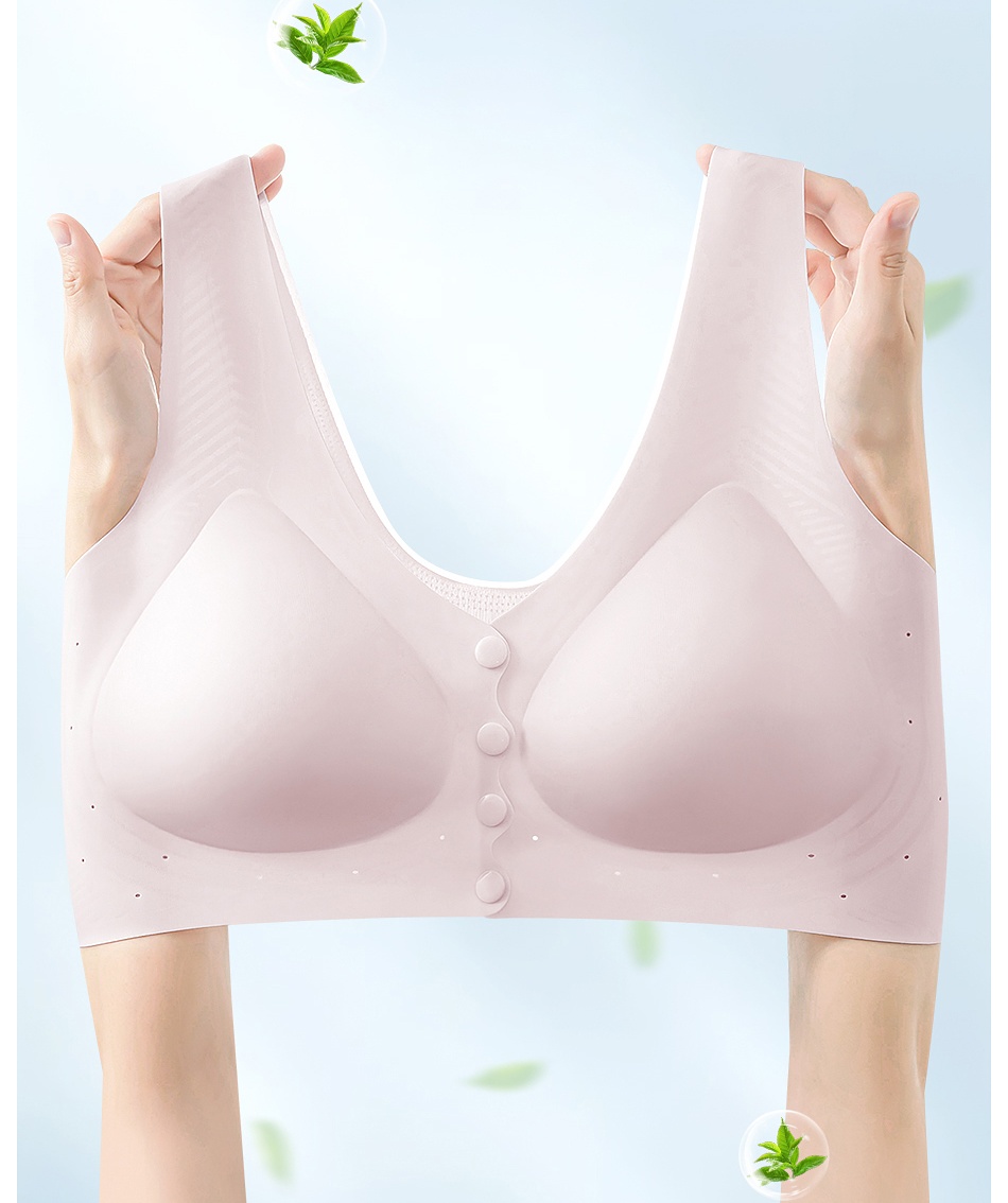 Front-buttoned underwear, mom bra, foundation, invisible, traceless beauty back vest, no steel ring, large-sized vest bra full figure