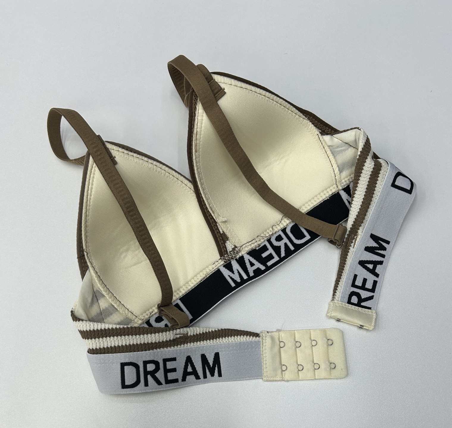 1501# French Lingerie Thin Set for Export, women's small breasts gathered together to show big letter stripes, hot girls sexy, pure cotton triangular cup bra cover, summer QNI Item Picture