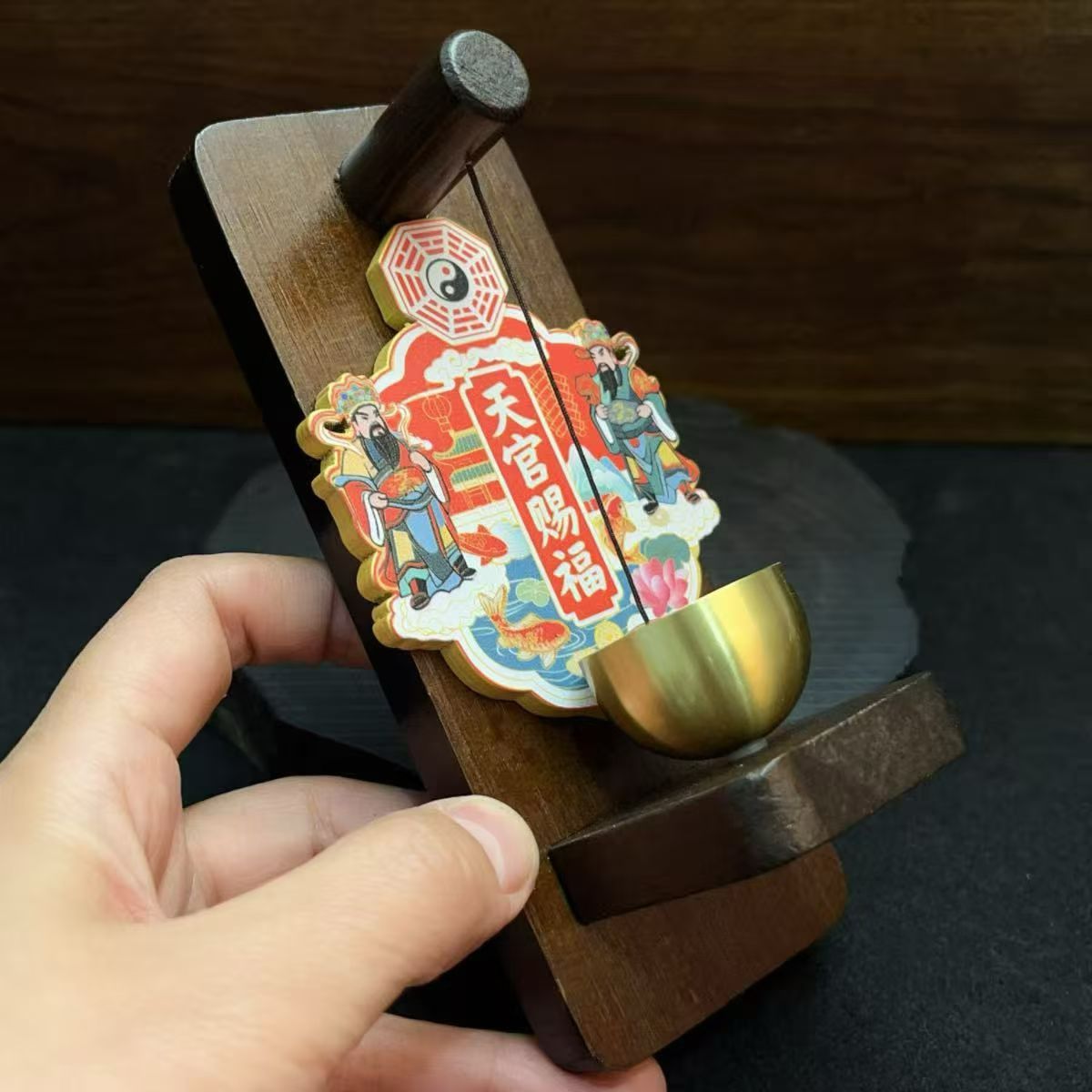 Zhonggong Craft copper and wood Celestial Official Bestows Blessings refrigerator self-adhesive detail image 3