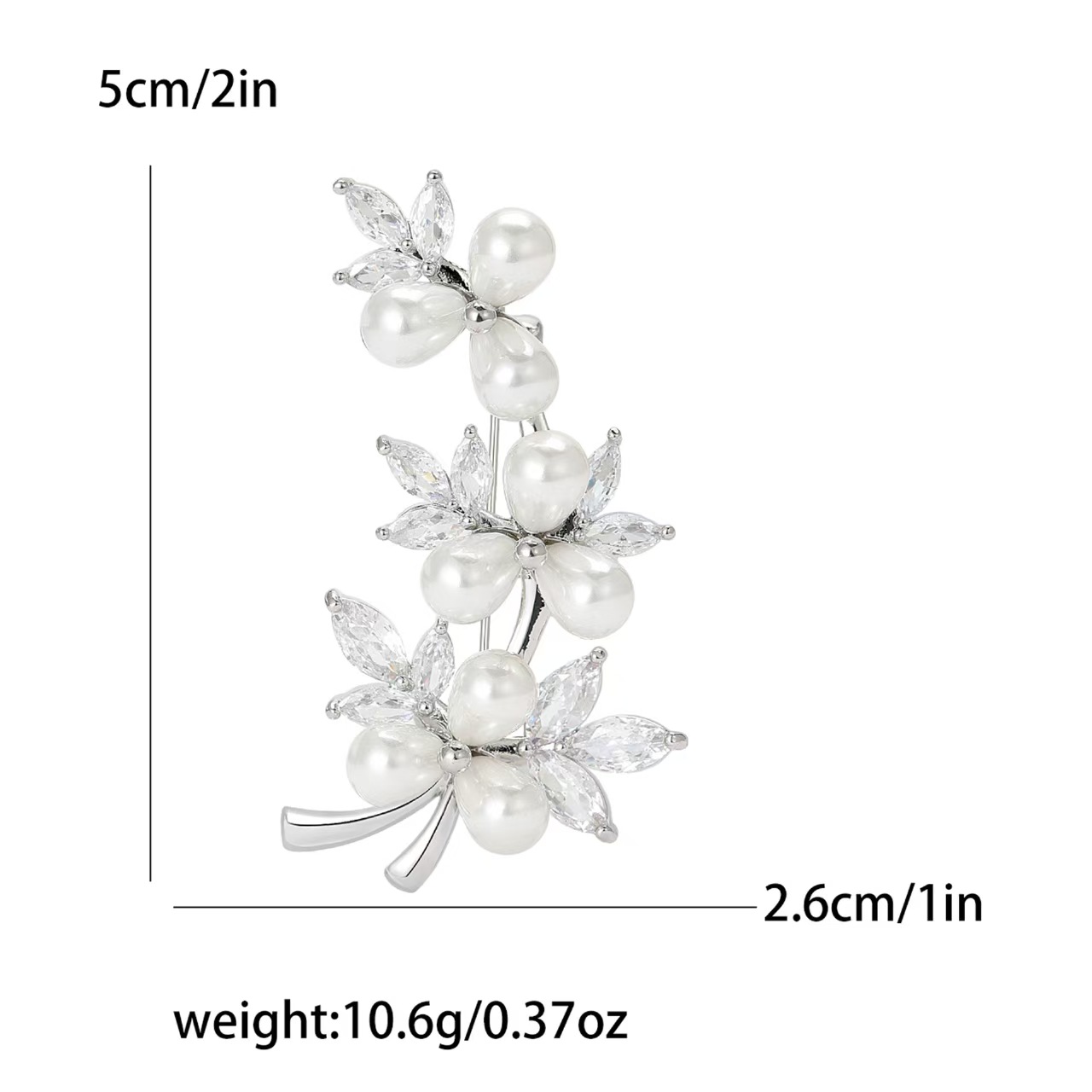 Light luxury and simple pearl tree vine zircon brooch, copper micro-inlaid high-end brooch, anti-exposure pin, classical and elegant accessory pic 2
