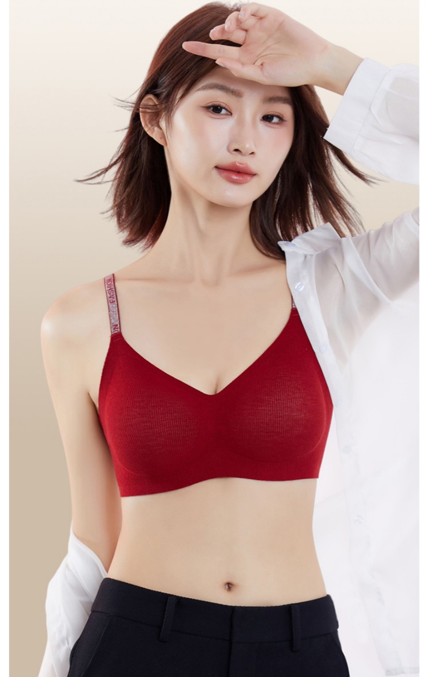 New seamless comfort, seamless letter shoulder strap brushed bra, seamless buttoned fine flash halter bra vest full figure