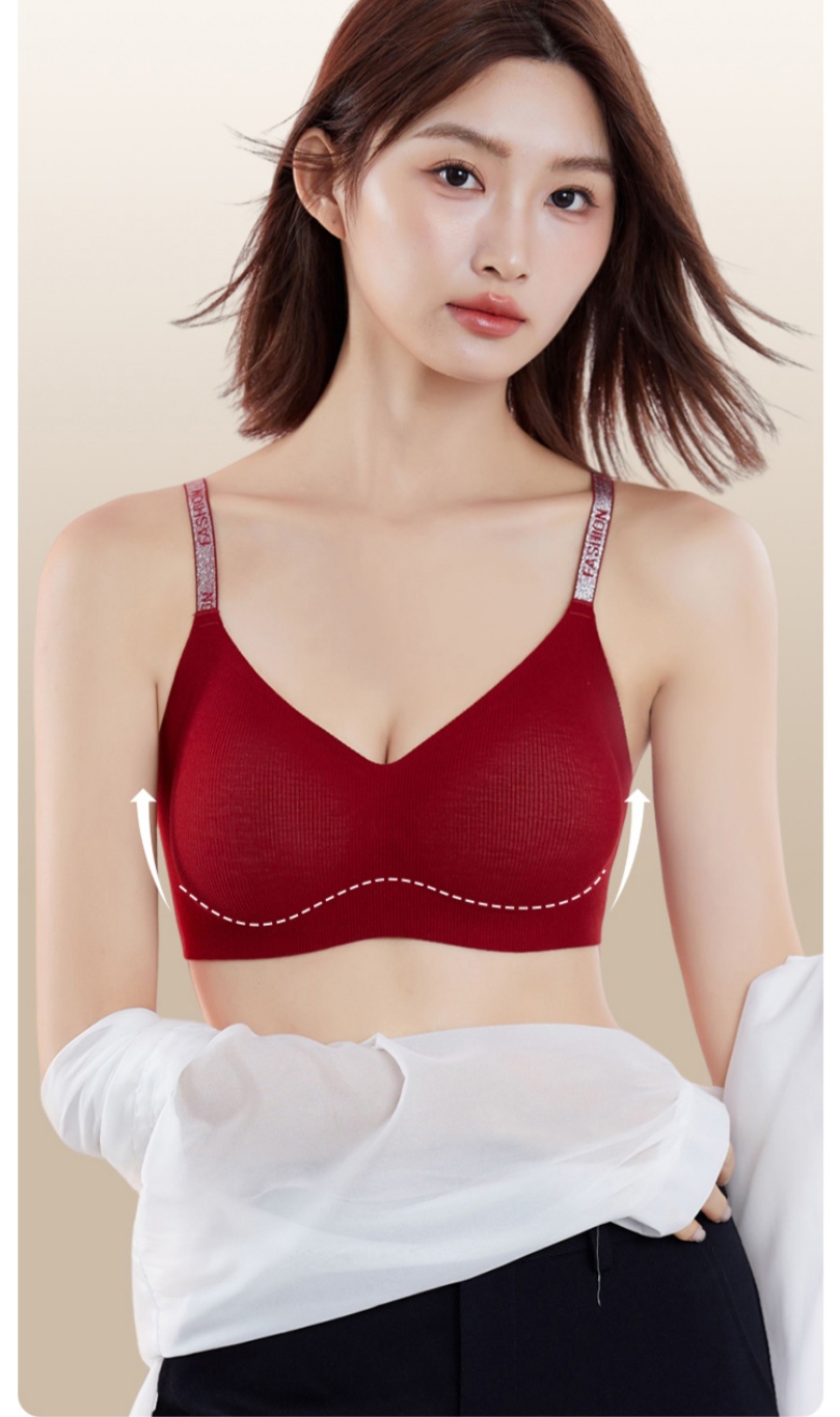 New seamless comfort, seamless letter shoulder strap brushed bra, seamless buttoned fine flash halter bra vest