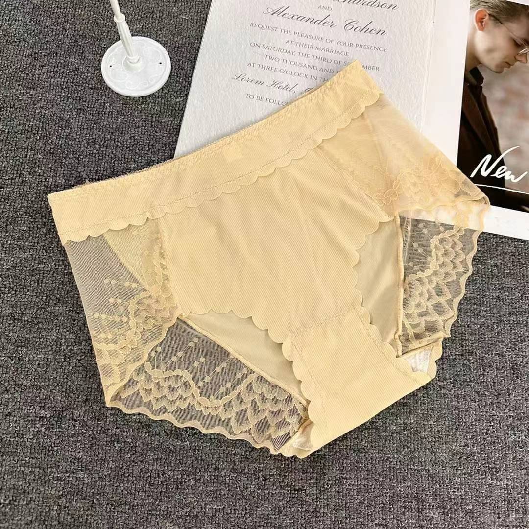8838# Export to the Middle East and Africa, stock of women's lace-trimmed pure cotton underwear, high-waisted, cinched, large-sized, comfortable and breathable women's underwear QNI Application Scenario