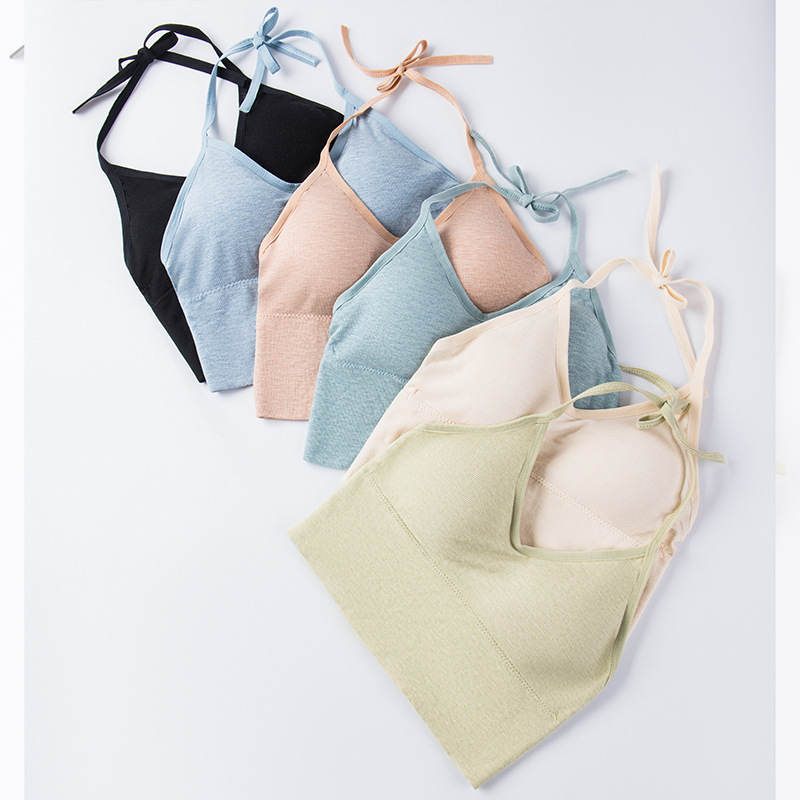 428#外贸出口女士挂脖式大露背美背吊带裹胸抹胸无缝无钢圈性感内搭运动内衣文胸女QNI