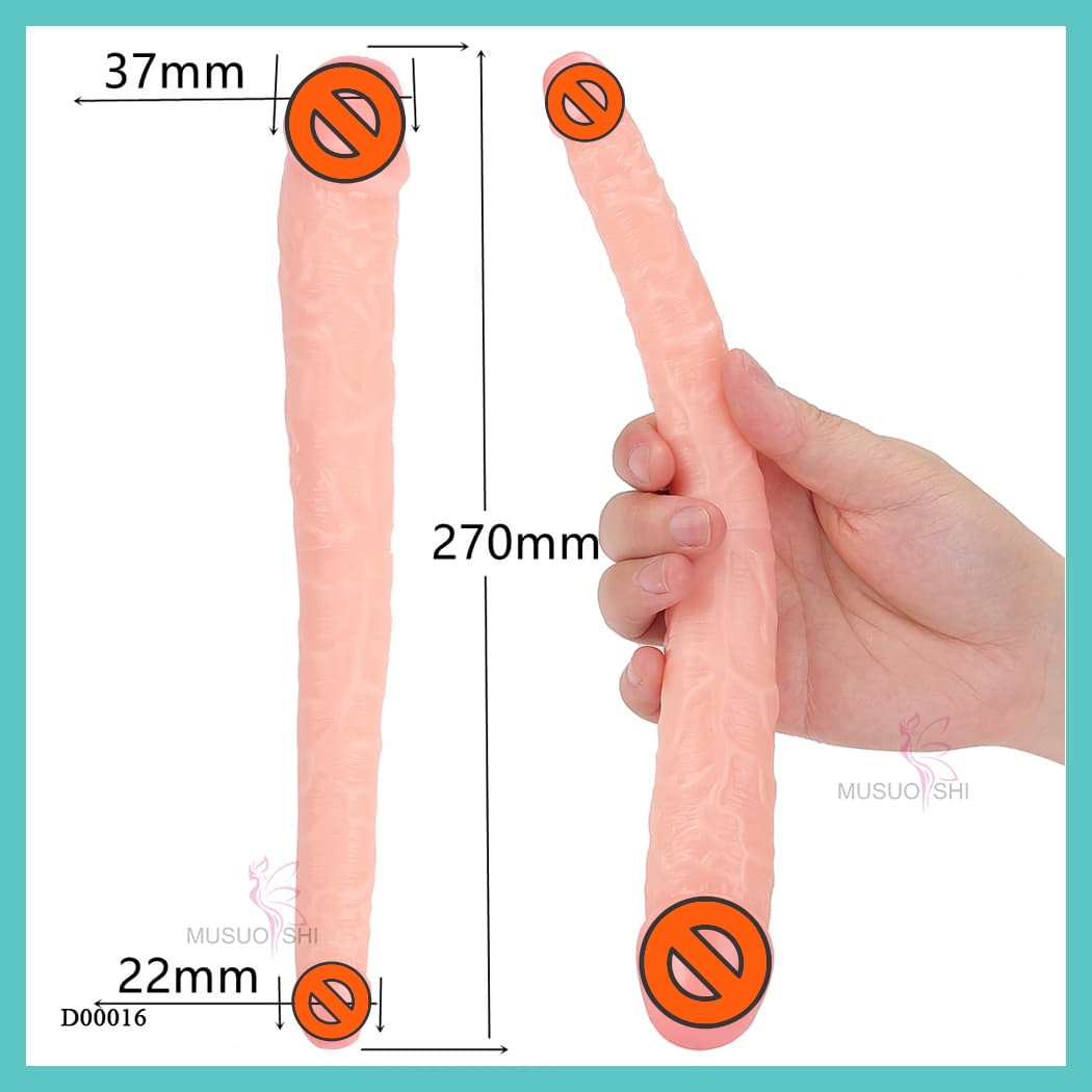 D00016 Hot Sale Realistic Double Headed Dildo Sex Toys Soft Long Double Ended Dildo for Lesbian full figure
