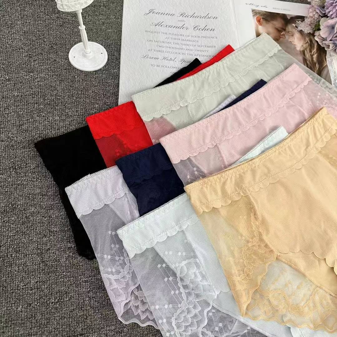 8838# Export to the Middle East and Africa, stock of women's lace-trimmed pure cotton underwear, high-waisted, cinched, large-sized, comfortable and breathable women's underwear QNI details Picture