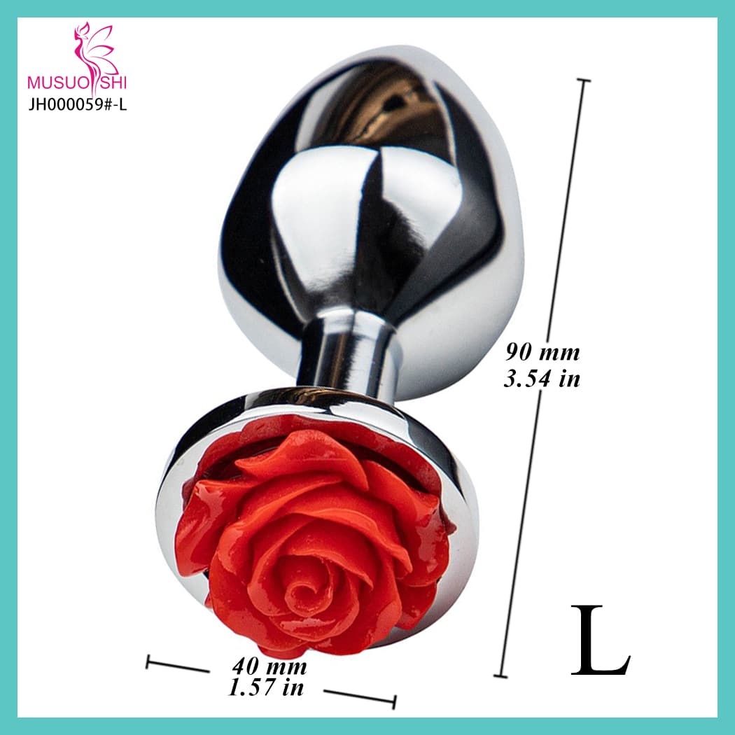 JH000059#-L Anal Sex Toys for Men Women 3 Sizes Stainless Steel Jewelry Anal Plug Rose Shape Plug Metal Anal Sex Toys full figure