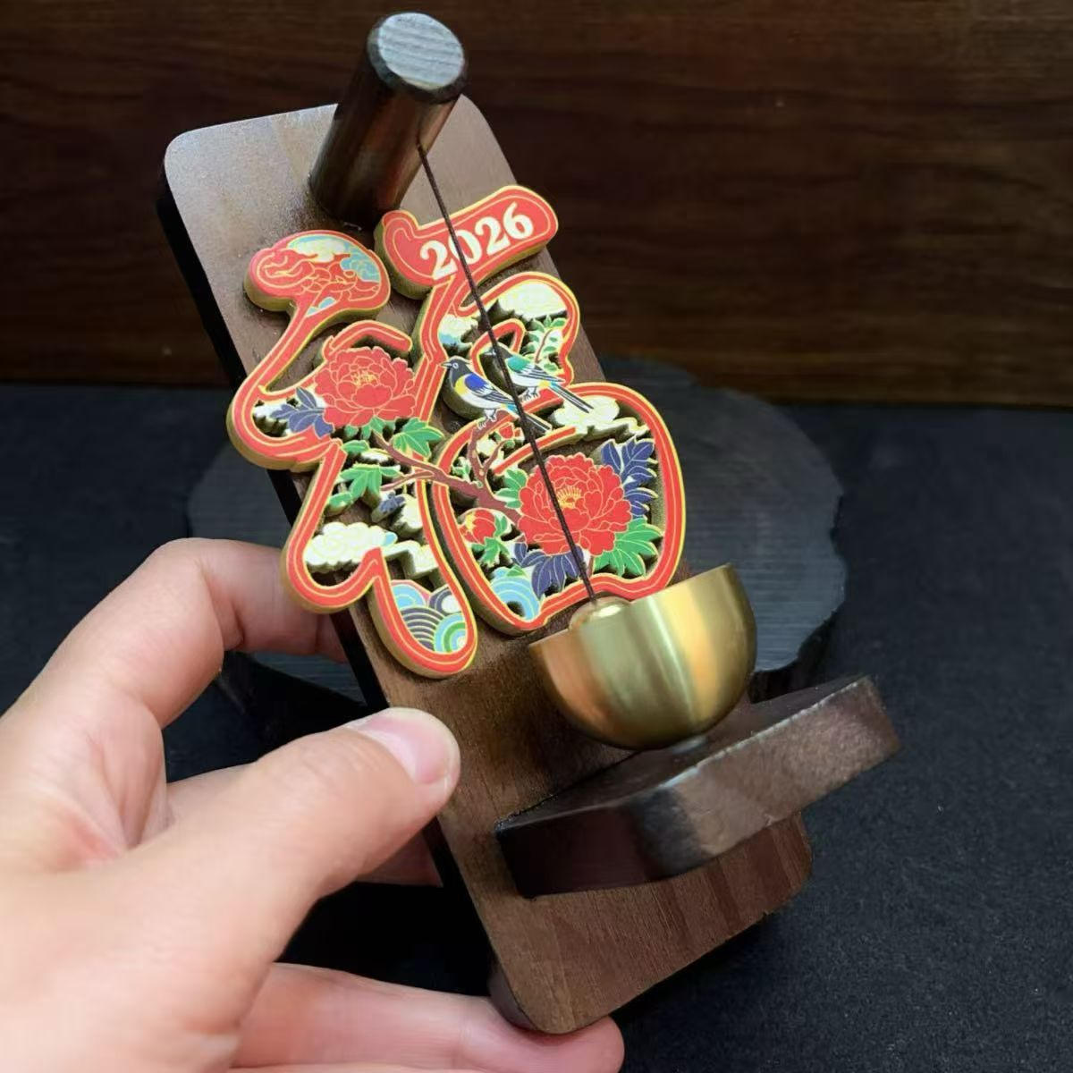 Zhonggong Craft copper and wood Celestial Official Bestows Blessings refrigerator self-adhesive detail image 5